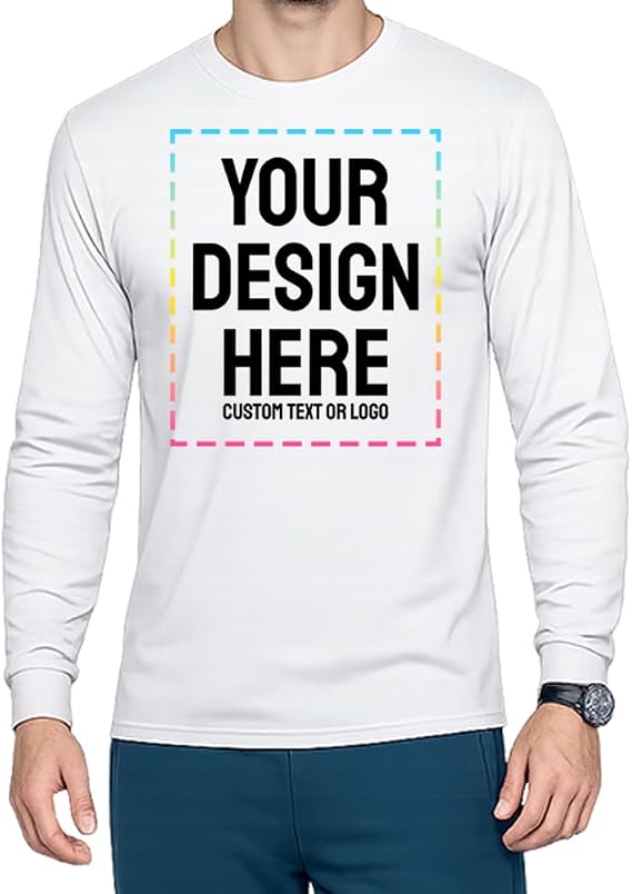Custom Long Sleeve Shirt for Men Heavy Cotton, Front Back & Sleeve Personalized Design, Black Tee