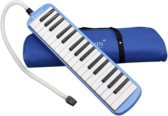 Portable 32 Keys Piano Melodica Set with Carrying Bag Professional Durable Melodic Playing Keyboard Musical Instruments (Blue)