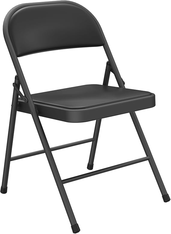 Folding Chair 2 Pack, Heavy Duty Plastic Folding Chairs with Steel Frame, Portable Foldable Chairs for Indoor Outdoor, Event, Wedding, Party, Commercial Seating, Home Office, Black