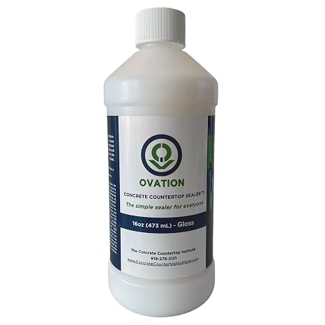 Ovation Concrete Countertop Sealer - an Easy, Food Safe Cement Seal for DIY use (16 oz Gloss)