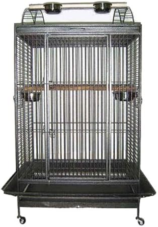 Large Wrought Iron Bird Cage Parrot Cages Macaw Playtop 32"x22"x62"Black Vein