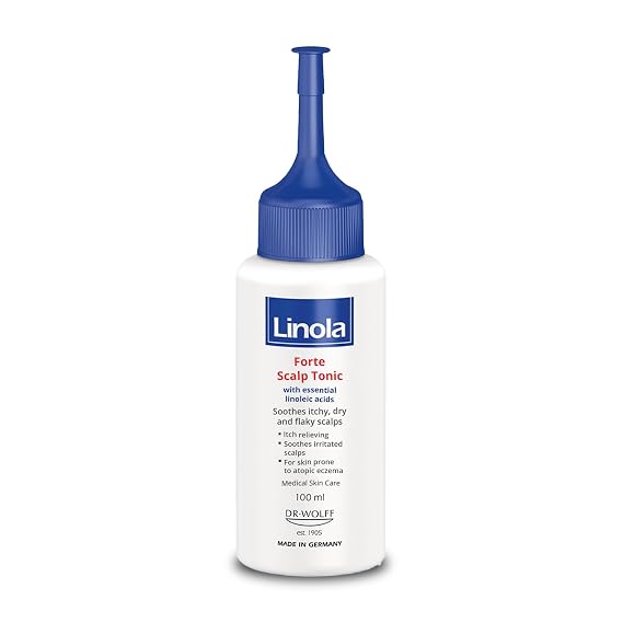 Linola Forte Scalp Tonic - Scalp Care for Itchy, Dry & Flaky Scalps - Soothes Mild Inflammation - with Essential Linoleic Acids - for Skin Prone to Atopic Eczema - Made in Germany - 100 ml (3.4 Fl Oz)