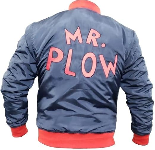 Mr Plow Blue Satin Bomber Jacket