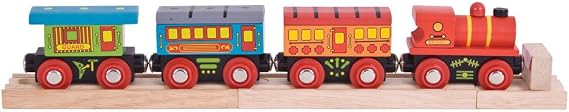 Bigjigs Rail Passenger Train - Other Major Wooden Rail Brands are Compatible Multicoloured