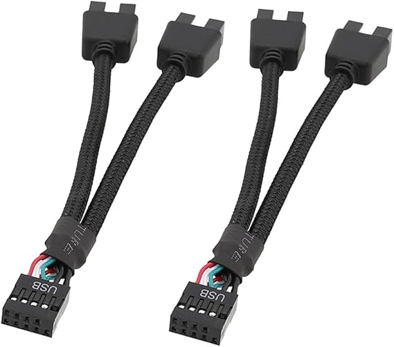 2Pcs Computer Motherboard USB Extension Cable 9 Pin 1 Female to 2 Male Y Splitter Audio HD Extension Cable for PC DIY Accessories