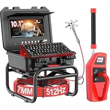 Sewer Camera with Locator 165ft, 7mm Cable Self Leveling Drain Cameras with Distance Counter, Plumbing Camera Snake with Light, 10.1'' HD Pipe Line Borescope Inspection Cam w/DVR (Keyboard Input)