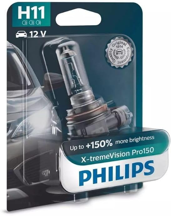 Philips X-tremeVision Pro150 H11 car headlight bulb Plus 150 Percent, single blister, Yellow