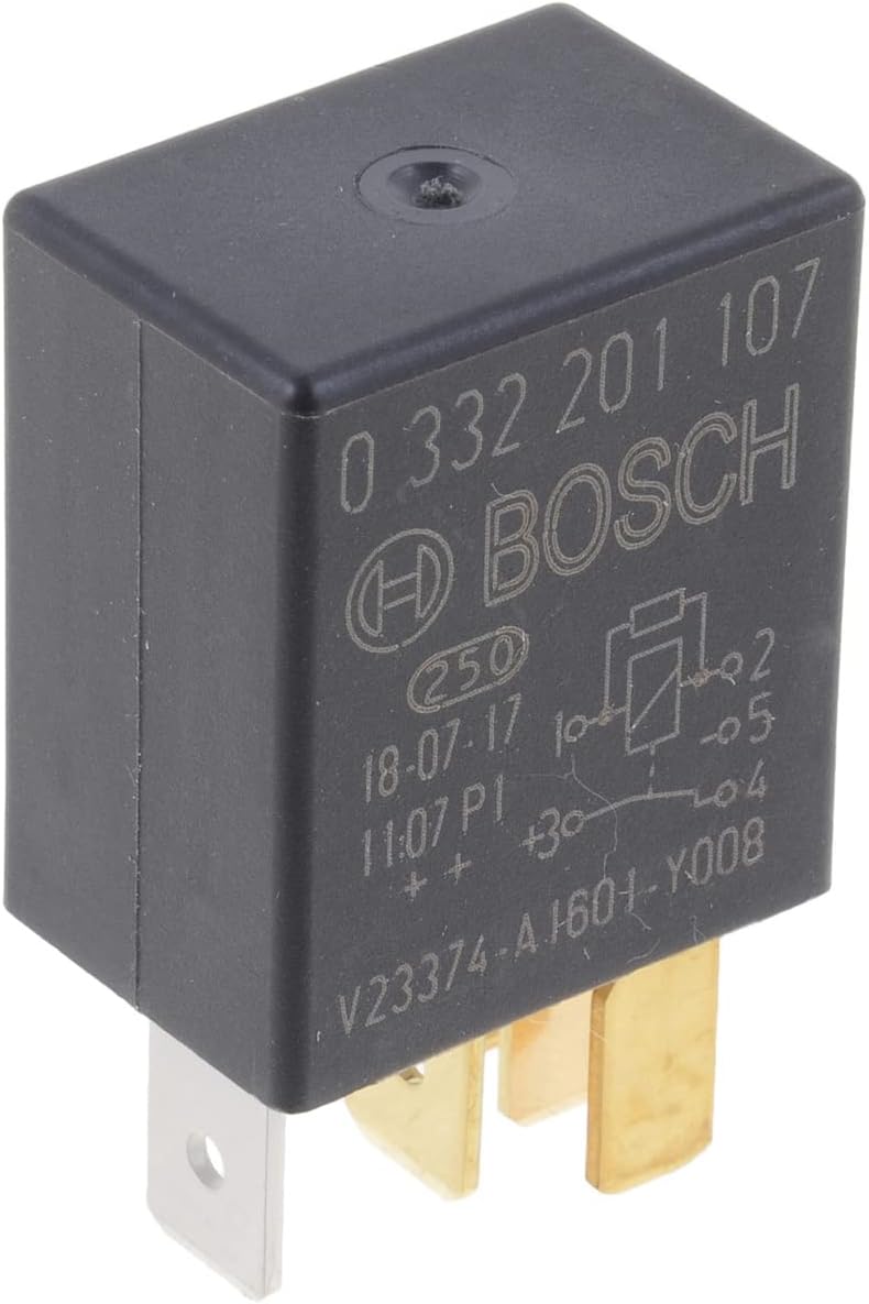 Bosch 0332201107 Micro Relay 12V 30A, IP5K4, Operating Temperature from -40 Degree to 100 Degree C, 5 Pin Relay