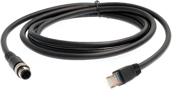 HangTon Ethernet Cable M12 D-Code 4 Pin to RJ45 Cat6, Shielded Waterproof Flexible Network Cable for Fieldbus PLC Vison Sensor 1m