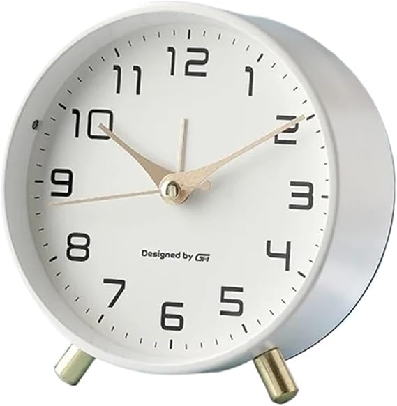 Alarm Clock Luxury Alarm Clock Mute Children's Student Desk Table for Bedroom, Office& Travel(White)