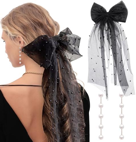 JeVenis Long white bow headdress bride headband party decoration