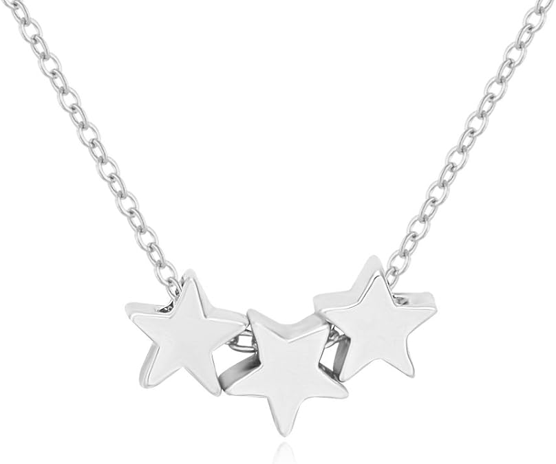 Tiny Triple Lucky Star Pendant Necklace