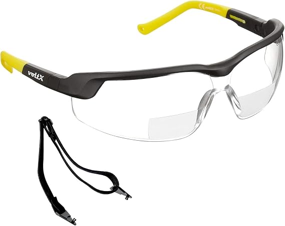 voltX GT ADJUSTABLE Bifocal Reading Safety Glasses (Clear Lens +1.5), UKCA & CE EN166FT Certified, Anti fog coated, UV400 Lens, Scratch resistant, Tilt and length adjustable earstems.