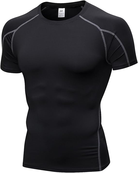 Compression Tops for Men Short Sleeve Mens Compression Shirts Quick-Drying Base Layer Shirts Gym Top Running T-Shirts for Sports Fitness Workout Cycling Training