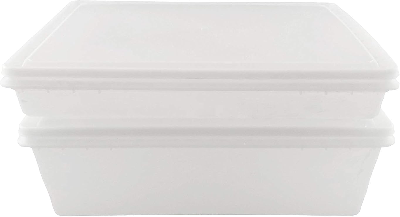 Fish Tubs/Food Storage Bins 25lb and 10lb with lids 11.5 x 15.5", Pack of 10 Combos, (5 deep bases and 5 shallow bases), White