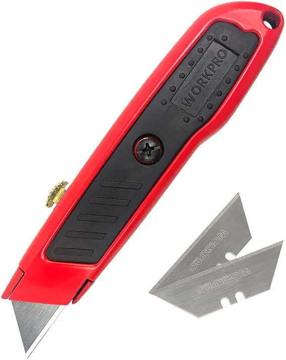 WORKPRO WP213005 Aluminum Body Retractable Retouching Utility Knife + 3 Replacement Knives