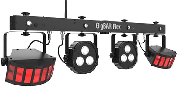 CHAUVET DJ GigBAR Flex 3-in-1 Pack-n-Go LED Lighting Effect System w/2 LED Derbys, LED Quad-color Pars, and Strobes