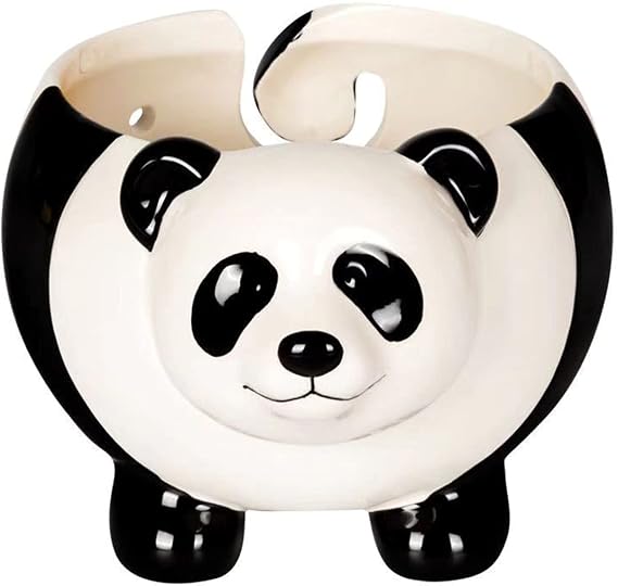 TITA-DONG Panda Ceramic Yarn Bowl Knitting Bowl, Knitting Yarn Ball Holder Handmade Craft Knitting Bowl, Yarn Storage Bowl with Holes, Knitting Yarn Ball Holder, Handmade Craft Knitting Bowl(Panada)