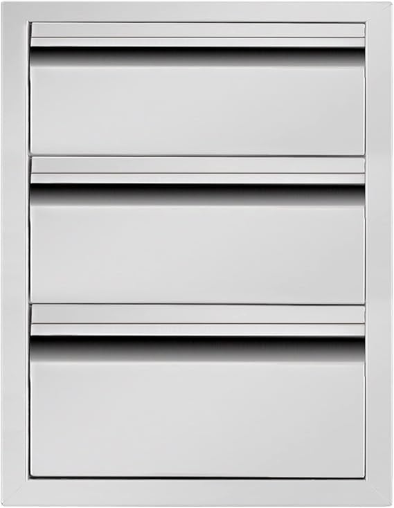 16" W Outdoor Kitchen Drawer Stainless Steel BBQ Triple Drawer Flush Mount for Outdoor Kitchen Island(Overall Size:16" W x 21" H x 23" D inch)