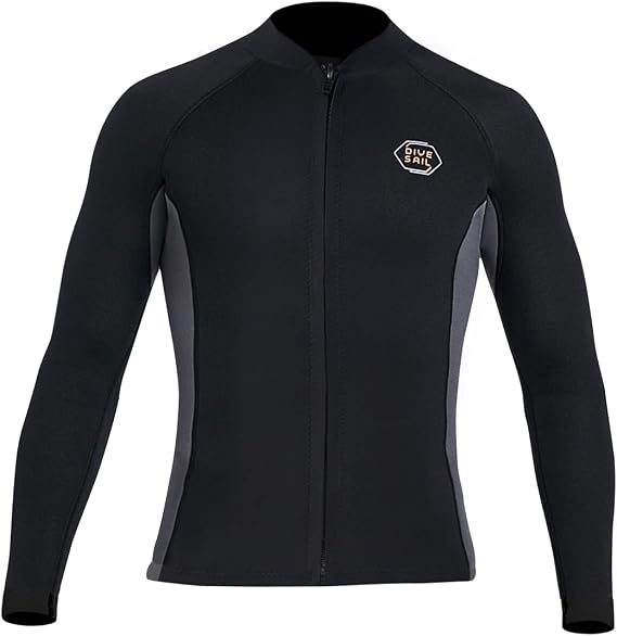 Wetsuit Top Men 2mm Neoprene Front Zip Dive Jacket Surf Snorkel Scuba
