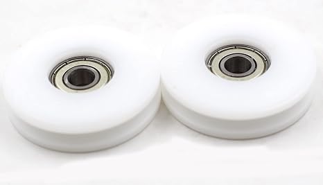 2 pcs 50mm U Groove Nylon Ball Bearing Guide Pulley Wheel Roller Pulleys for Lifting for 6, 8,10mm Rope, 608zz Bearing pulley wheels