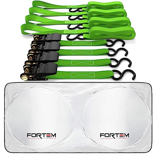 FORTEM Car Sun Shade for Windshield X-Large  Ratchet Straps