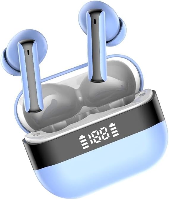 Wireless Earbuds, 2025 Bluetooth 5.4 Headphones Bass Stereo, Ear Buds with 4 Mics ENC Noise Cancelling, Bluetooth Earbuds 48H Playtime LED Display Charging Case, IP7 Waterproof in Ear Earphones
