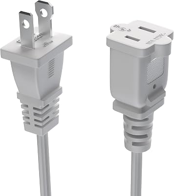 Extension Cord 10 Ft US 2 Prong Long Extension Cord White Extension Cord Cable 125v 10a Male to Female Power Cord for Nema 1-15p to 1-15r 10FT