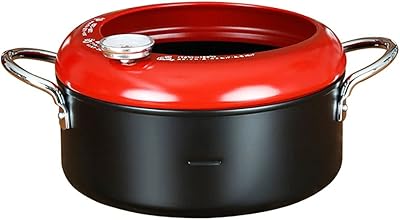 Frying pan with thermometer Tempura Fryer Pot, Mini Deep Fry Pan with Drainer Mini Deep frying pan with oil frying pan 8 IN