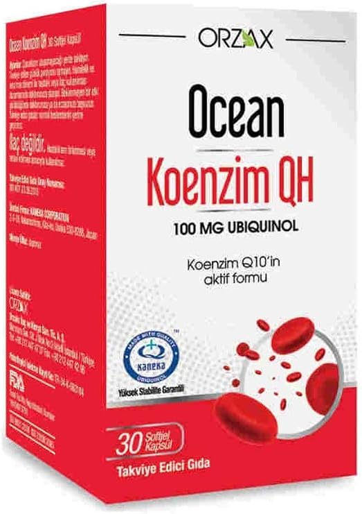 Ocean Koenzim QH, 100 mg Ubiquinol, 30 Kapsül, Koenzim Q10 Takviye Edici Gıda