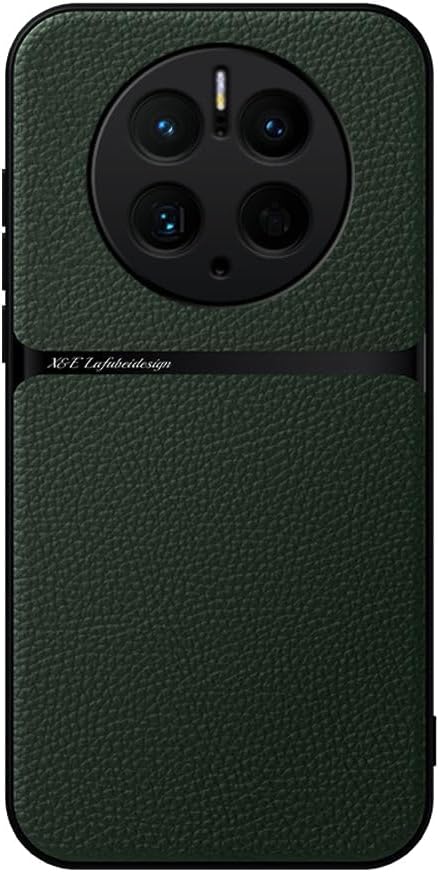 Kepuch Case Compatible for Huawei Mate 50 Pro - Litchi Grain Magnetic Holder Built-in Metal Plate Cover Bumper - Green