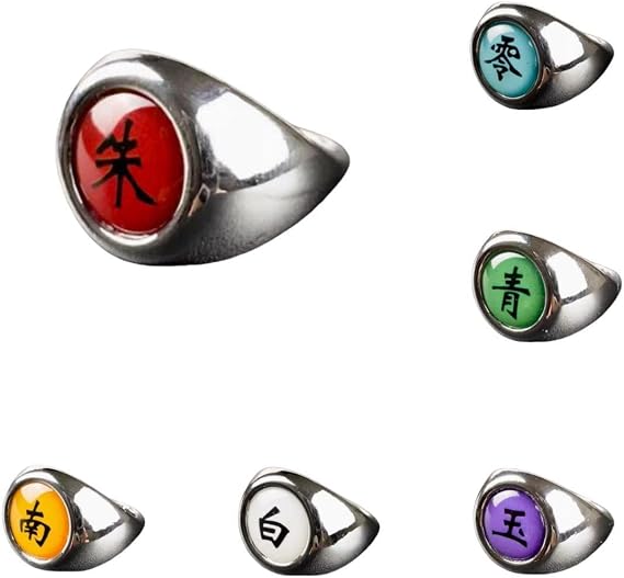 Naruto Akatsuki Uchiha Cosplay Ring Set of 10 Kanji Ring Accessories Cosplay Tools Accessories Alloy Collection Christmas Disguise School Festival Birthday Present Cospl 4