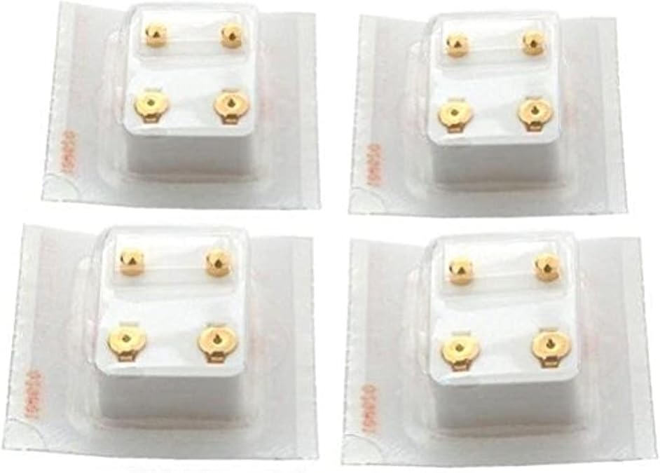 Set Of 4 Pairs 24k Gold Earrings Plated Ball Stud Piercing Jewelry