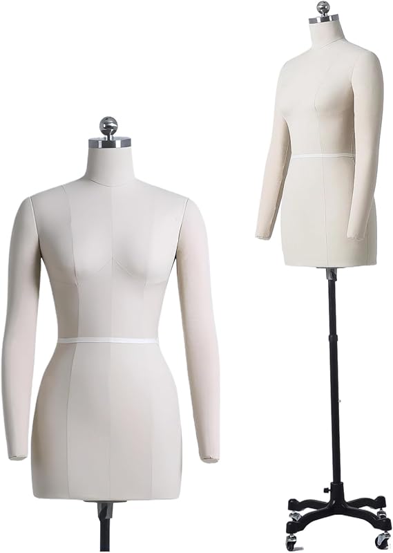 Plus Size Dress Form Female Curvy Full Body, Pinnable Mannequin for Sewing Clothes, Tailor Dressmaker Dummy Mannequin with Soft Arms & Wheels, Adult Full