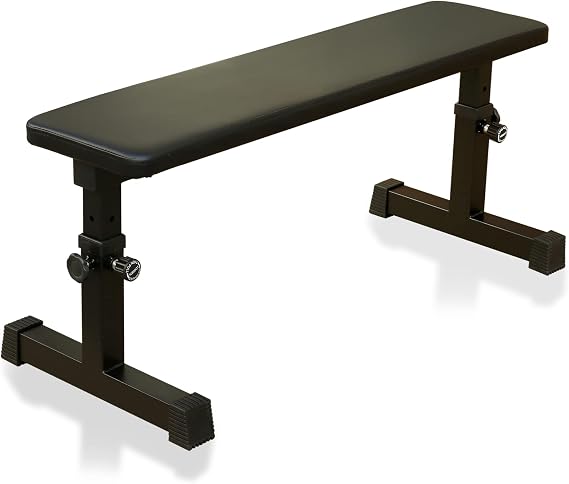 Flat Weight Bench, 5 Level Adjustable Height Flat Utility Weight Bench, 400lb Capacity Adjustable Strength Training Bench Press for Home Gym Weight Training and Ab Exercises