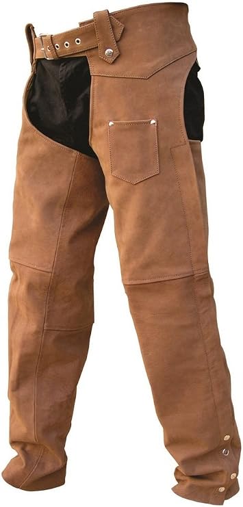 Allstate Leather Unisex Adult AL2410 Chaps Small Brown