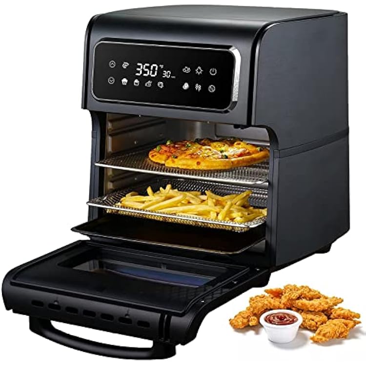 Air Fryer Oven 17-Quart, Convection Toaster Oven Dehydrator, 1800W Countertop Air Fryer Toaster Oven Combo with Racks, Digital Controls, 8 Presets, Cooking Accessories & Cookbook Included, ETL Certified