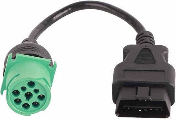 PerGar 9 Pin to 16 Pin Cable Adapter, 9 Pin Male Head to 16 Pin OBD2 Truck Diagnostic Scanner Cable Adapter, Code Readers & Scan Tools for Cummins Engine