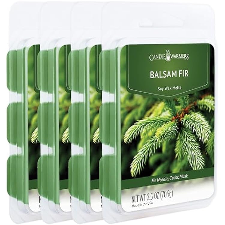 Candle Warmers Etc Classic Wax Melts 2.5oz, Balsam Fir Fragrance 4-Pack Each Pack has x4 2.5 oz Wax Melts and 30 Hours of Fragrance Perfect for bedrooms, Living Rooms, and bathrooms