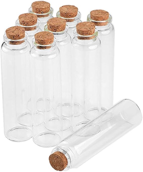 Transparent Glass Jar with Cork Stopper, Wedding Gift, Travel Piggy Bank, 55ml Set of 6