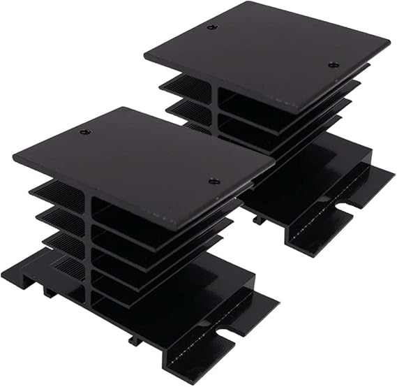 2PCS Solid State Relay heatsink Aluminum Heatsink for SSR-25DA/10DA/40DA Solid State Relay -Black