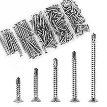 OMOTOOL Self Drilling Drywall Screws Assortment Kit(150pcs),410 Stainless Steel Self Tapping Sheet Metal Screws Nails Suit for Woodworking and Metal in 5 Sizes (3/4,1 in,1-1/4,1-1/2,2in)