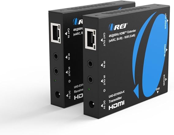 OREI 4K@60Hz eARC HDMI Extender Balun 165ft, 2-Way IR EDID, CEC, HDR, DTS:X
