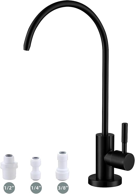 Matte Black Drinking Water Faucet Water Filter, Easy to Install Reverse Osmosis Faucet for Kitchen, Bar Sink
