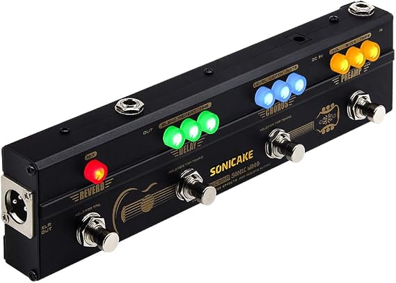SONICAKE Acoustic Pedal Guitar Effect Acoustic Pedal Multi Effects Preamp Chorus Delay Reverb Acoustic Guitar Pedal Sonic Wood with XLR Output