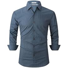 Mens Dress Shirts Long Sleeve Slim Fit Button Down Shirts Wrinkle Free 4-Way Stretch Plaid Business Casual Shirts