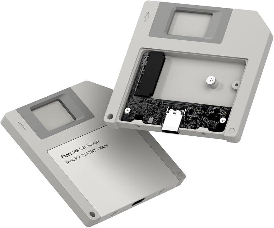 Hagibis SSD Enclosure, Floppy Disk Style USB 3.2 Gen2 10Gbps to NVMe PCI-E M.2 2230/2242 SSD Case, M.2 External Hard Drive Enclosure for MacBook Laptop iPad Android iPhone 17 Pro Max (Grey)