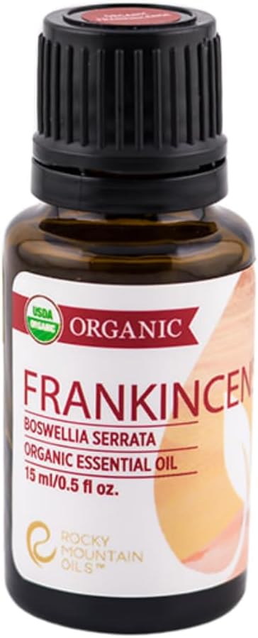 Rocky Mountain Oils Organic Frankincense Essential Oil - 100% Pure & Natural Aromatherapy Grade | Rich, Sweet Scent Diffusers Oil, Home, Hair Care, DIY Candle Making, Spa and Hotel Diffuser 15ml
