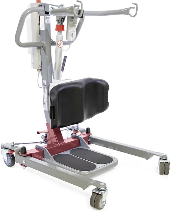 Sit-to-Stand Patient Lift, 500 lb Capacity Electric Transfer Lift with Adjustable Knee Support & Ergonomic Handles Compact Mobility Aid for Home & Caregiver Use by Med Mart