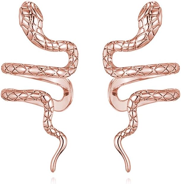 Reffeer Solid 925 Sterling Silver Snake Cuff Earrings Wraps for Women Teens Snake Crawler Cuff Earrings No Piercing